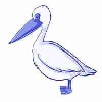 Free vector blue pelican on white background