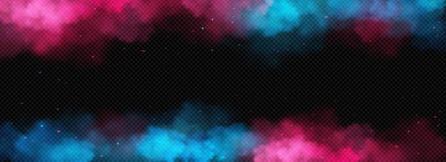 Free vector blue and pink smoke frame transparent background