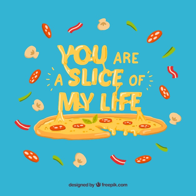 Free vector blue pizza background with ingredients