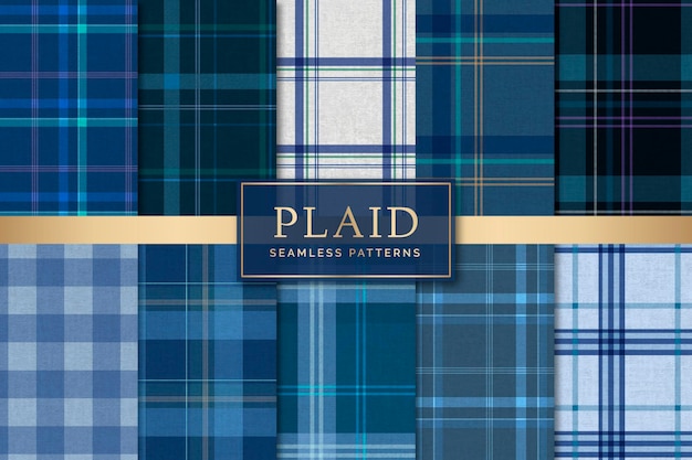 Blue plaid seamless patterned set