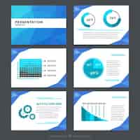 Free vector blue poligonal company presentation with charts