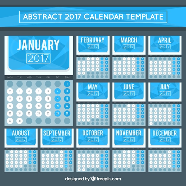 Vettore gratuito blu poligonale 2017 calendario