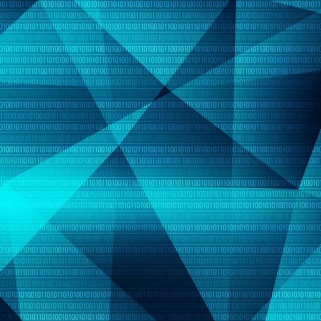 Blue polygonal background with binary numbers