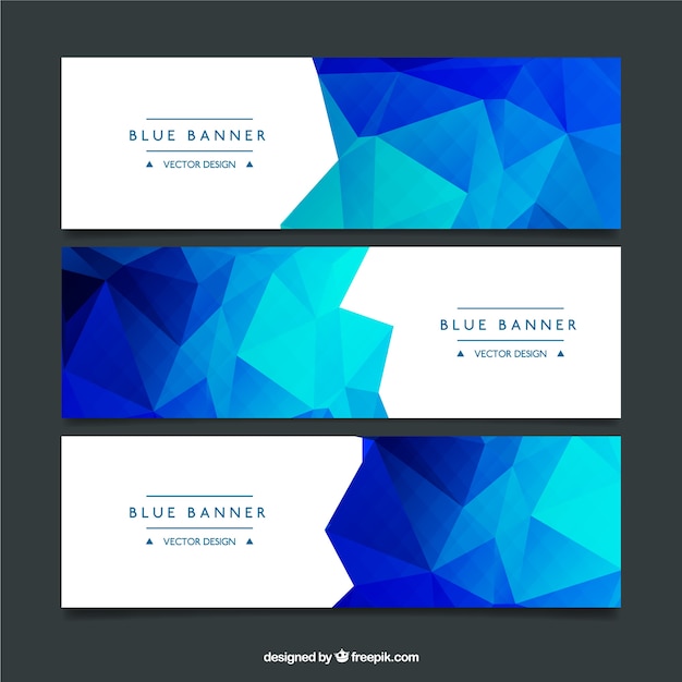 Free vector blue polygonal banners