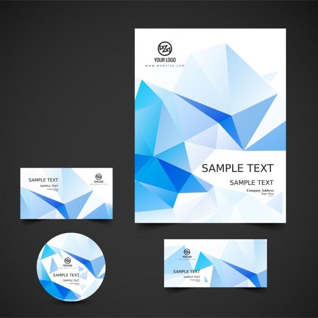 Free vector blue polygonal business stationery