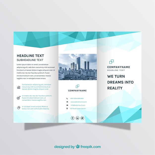 Брошюра Blue polygonal trifold