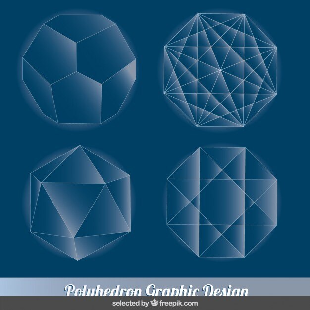Free Vector blue polyhedron collection