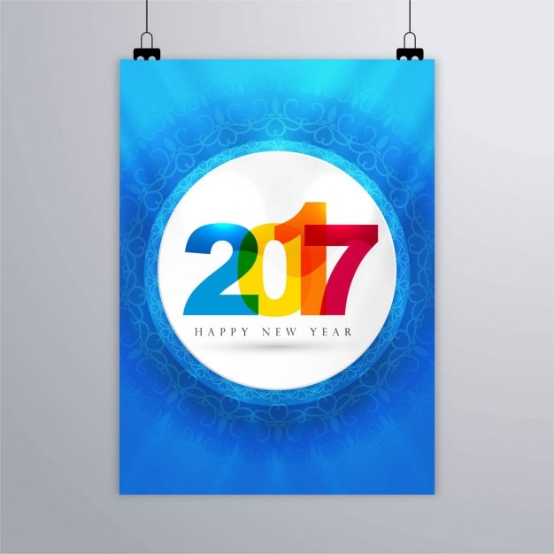 Blue poster of new year 2017