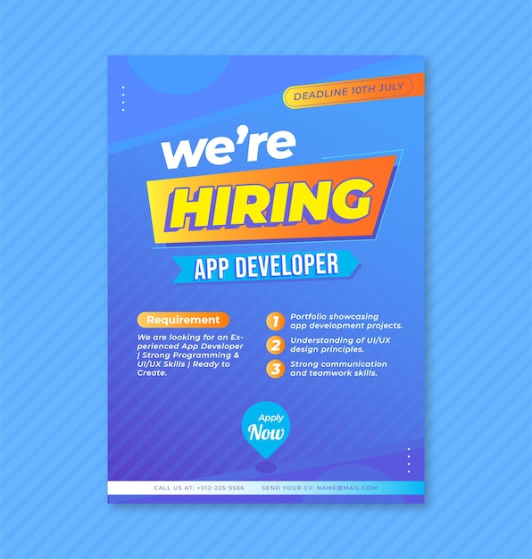 Blue and purple abstract hiring job poster