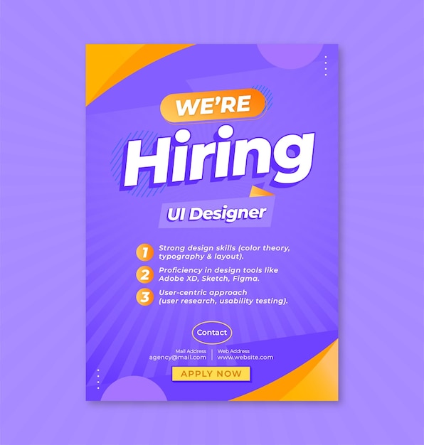 Free vector blue and purple abstract hiring job poster