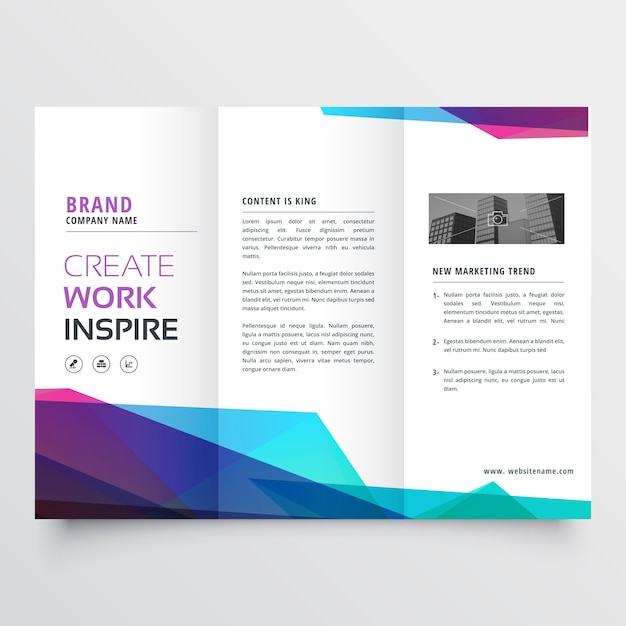 Blue and purple polygonal brochure