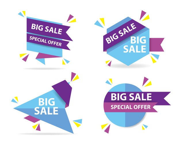 Blue and purple shopping sale banners