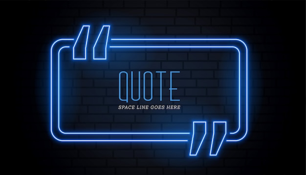 Blue quotation frame in neon glowing style
