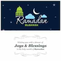 Free vector blue ramadan greeting card