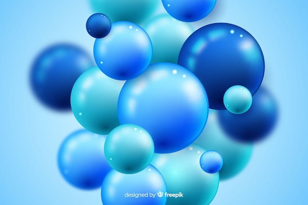 Blue realistic flowing glossy balls background