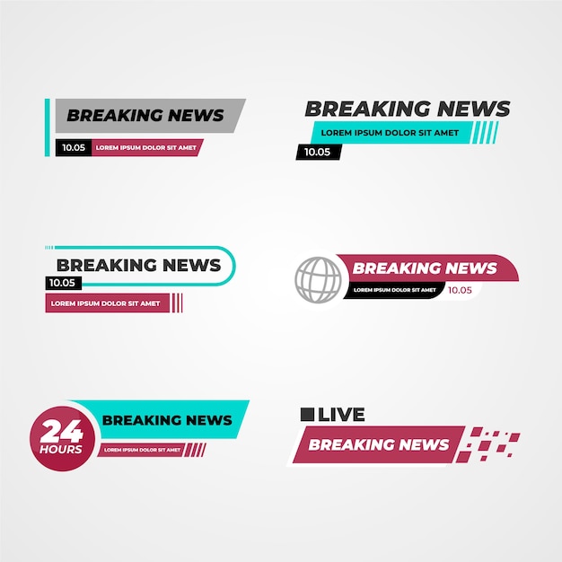 Blue and red breaking news banners