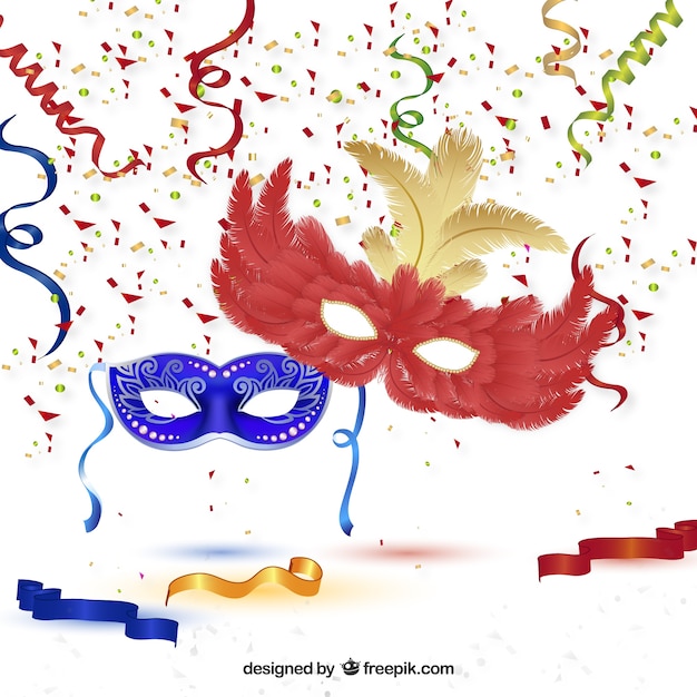 Free vector blue and red carnival masks