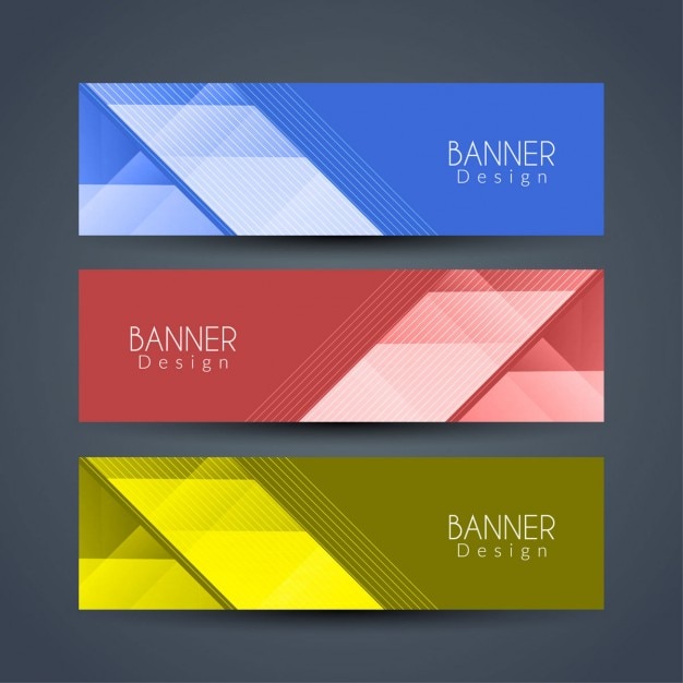 Blue, red and yellow banners