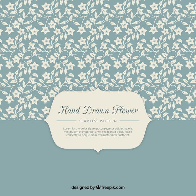 Free vector blue retro pattern of hand drawn little flowers