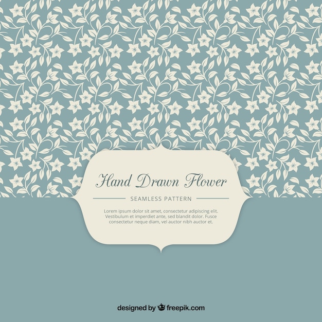 Free vector blue retro pattern of hand drawn little flowers