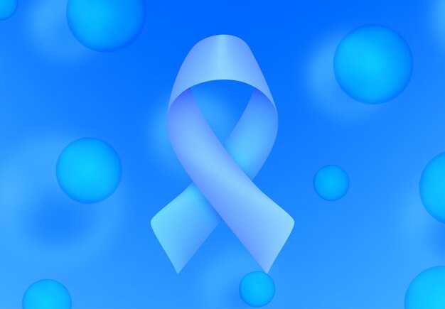 Blue ribbon and 3d cells Breast cancer awareness Vector Illustration