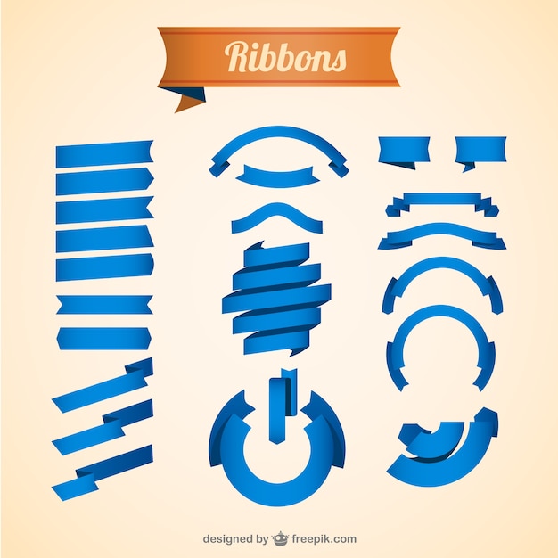 Free vector blue ribbons collection
