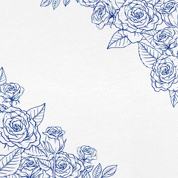 Free vector blue rose border background, vintage flower illustration vector