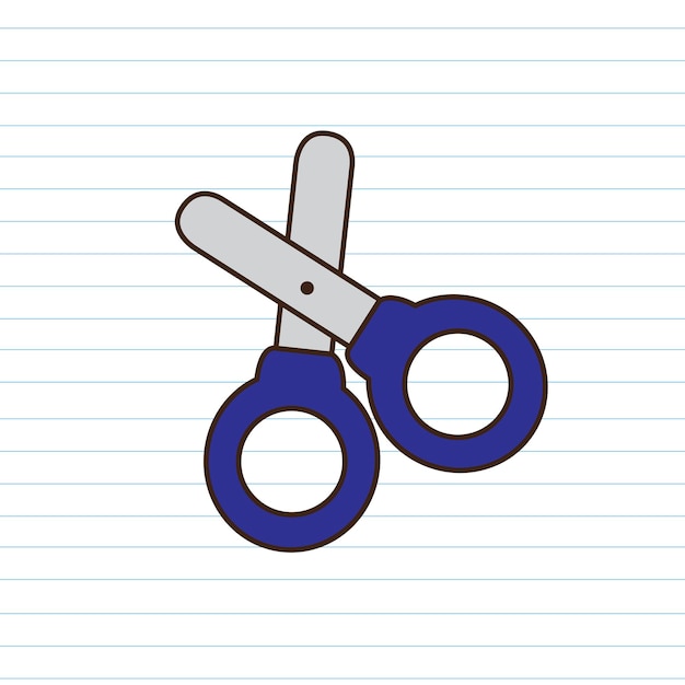 Free vector blue school scissors drawing vector