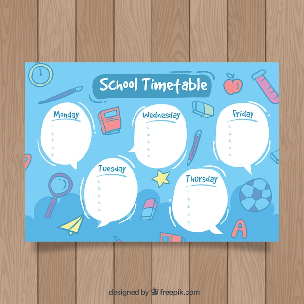 Free vector blue school timetable template