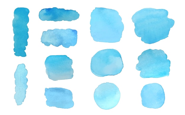 blue set of watercolor stains