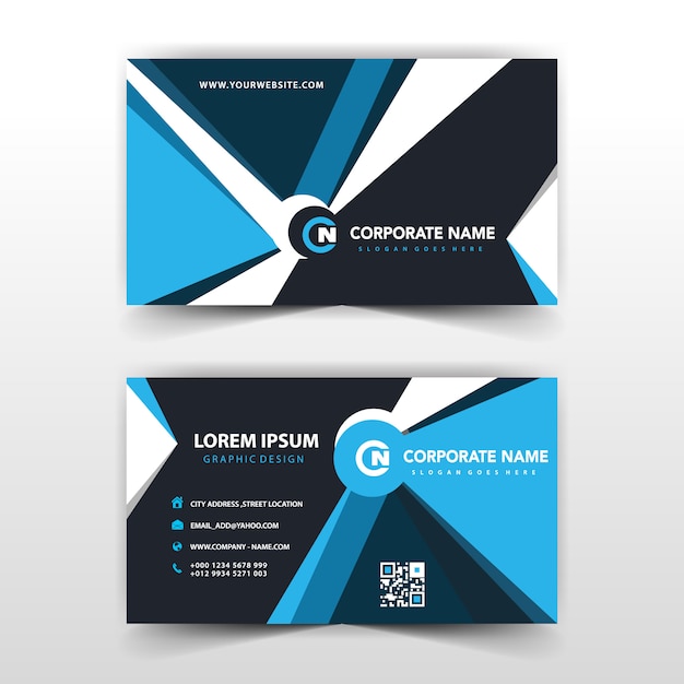 Blue shape business card