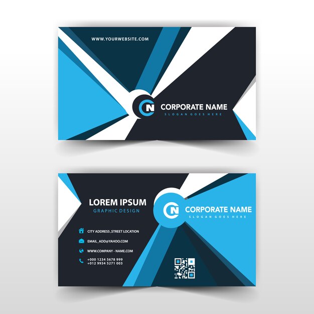 blue shape business card
