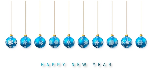 Blue shiny glowing christmas balls. xmas glass ball. holiday decoration template. vector illustration.
