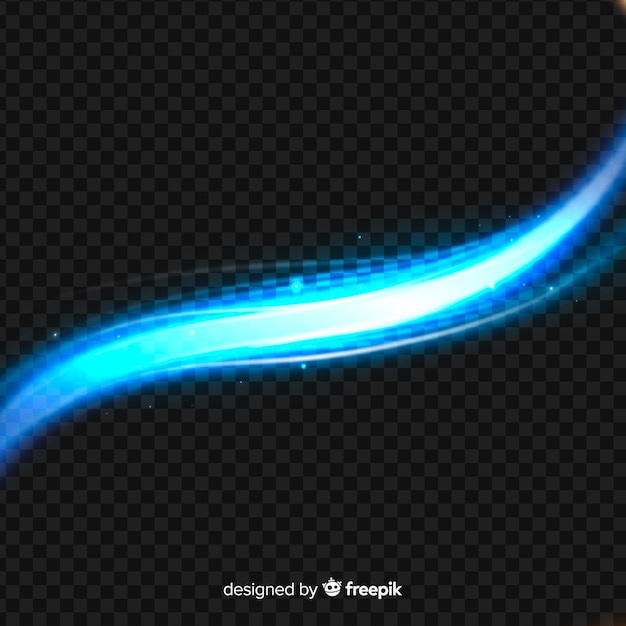 Free vector blue shiny wave light effect in dark