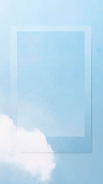 Free vector blue sky with clouds frame design vector