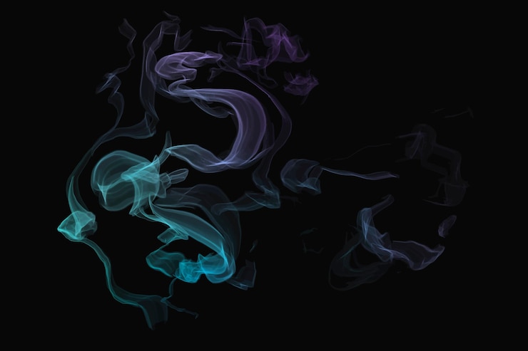 Free Vector blue smoke element vector in black background