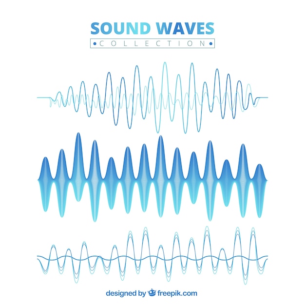 Free vector blue sound wave collection