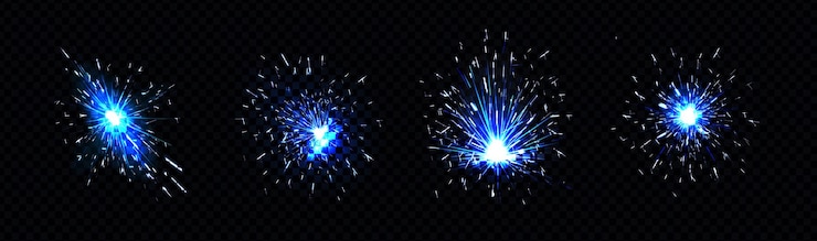 Free Vector blue sparks of firework set