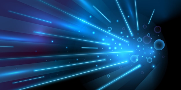 Бесплатное векторное изображение Синий свет скорости с фоном светящихся линий