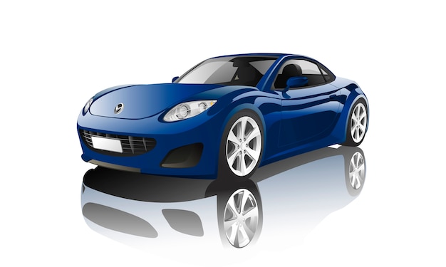 Blue Sports Car Isolated On White Vector