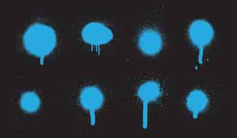 Free vector blue spray paint spots splashes and drips collection