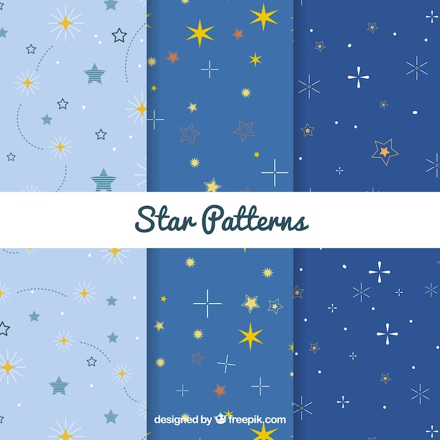 Free vector blue star pattern collection of three