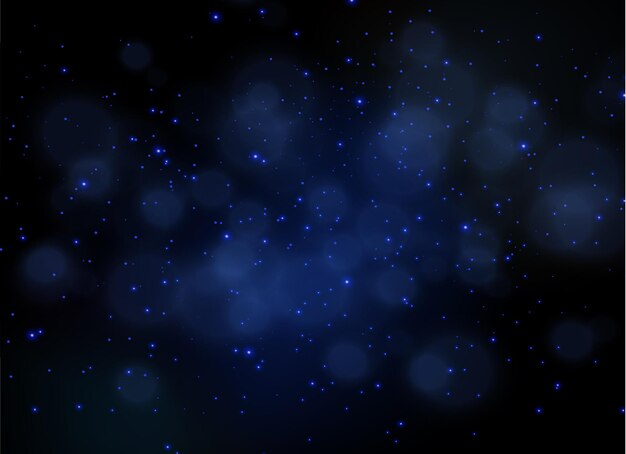 Blue stars shine with special light     sparkling magical dust particles