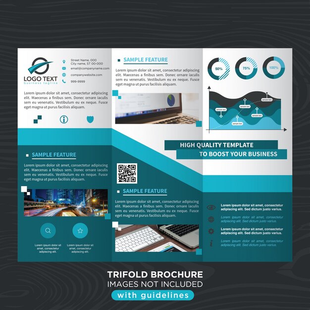 Blue stylish business trifold brochure template