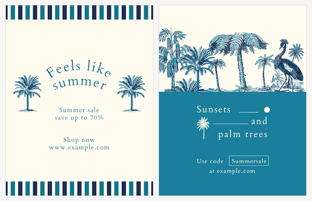 Free vector blue summer flyer template vector tropical background