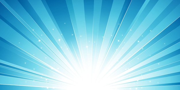 Free vector blue sun burst with light effect and stars background