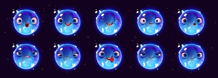 Free Vector blue supergiant star character with emotions