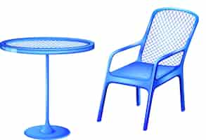 Free vector a blue table and chair