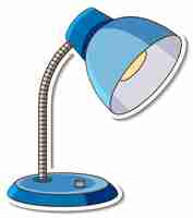 Free vector a blue table lamp sticker on white background