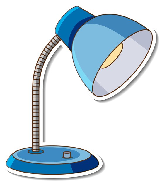 A blue table lamp sticker on white background